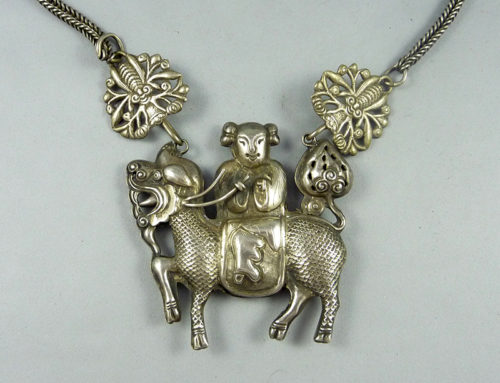 Silver Qilin pendant, China