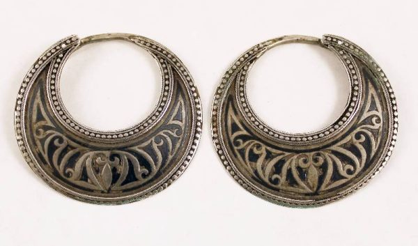 Dagestan niello silver earrings