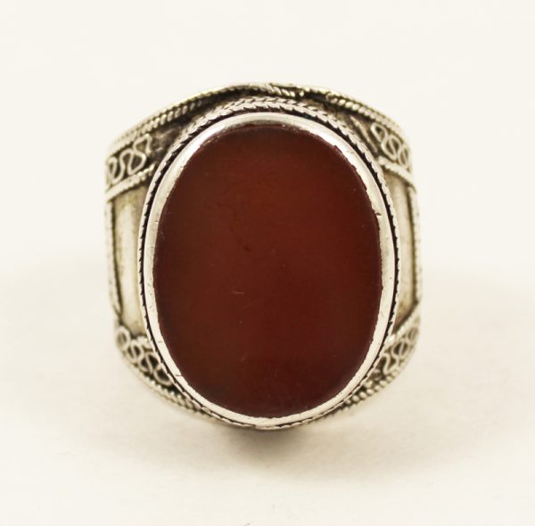 Turkoman silver and carnelian ring