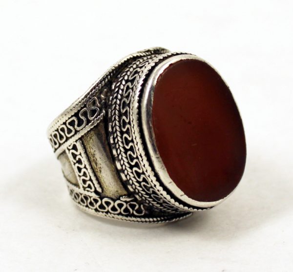 Turkoman silver and carnelian ring