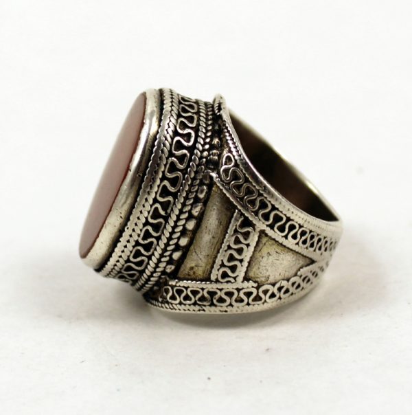 Turkoman silver and carnelian ring