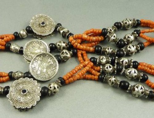 Tajik silver and coral necklace, Central Asia