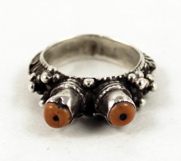 Yemen silver and coral ring