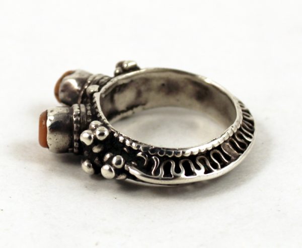 Yemen silver and coral ring