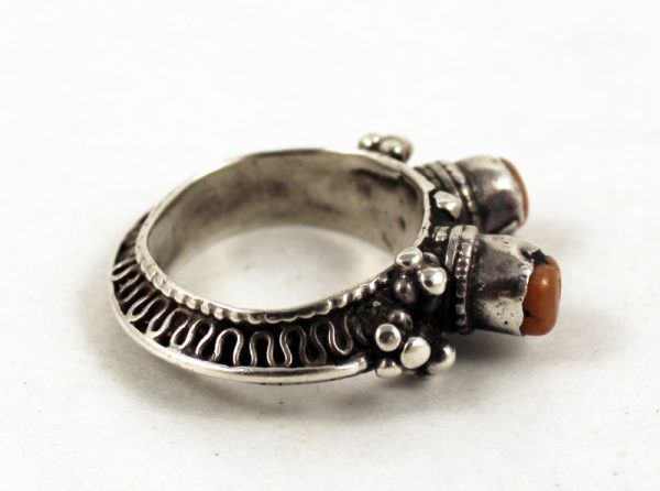 Yemen silver and coral ring