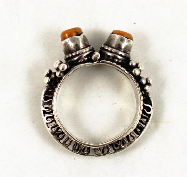 Yemen silver and coral ring