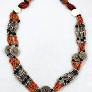 Coral and silver tajik necklace