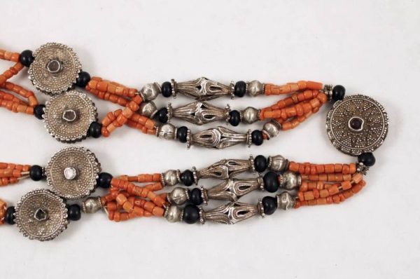 Coral and silver tajik necklace