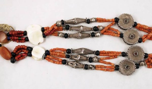 Coral and silver tajik necklace