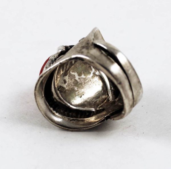 silver and glass Tibetan ring