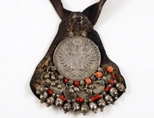 Leather and silver head ornament, Yemen