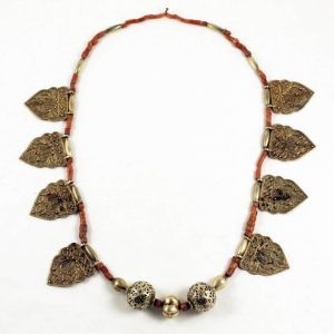 Minangkabau silver and coral necklace