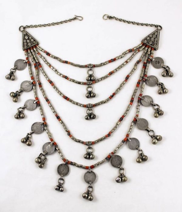 Silver and coral necklace yemen