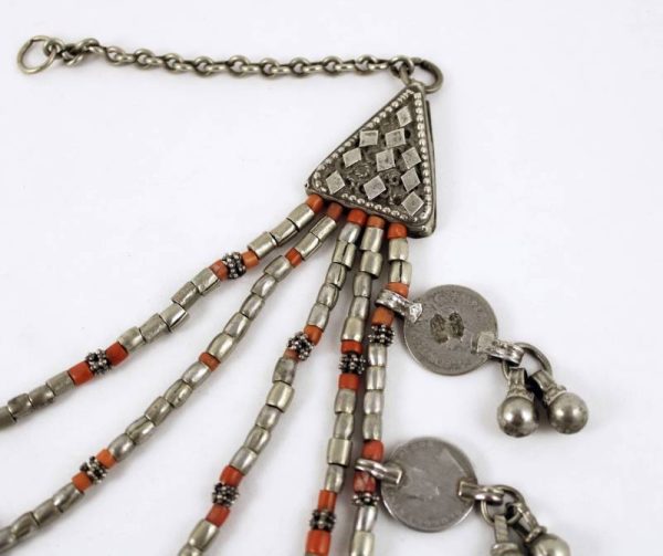 Silver and coral necklace yemen