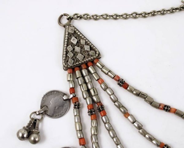 Silver and coral necklace yemen