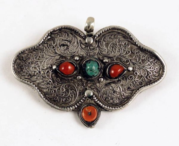 tibetan-silver coral-and-turquoise--buckle