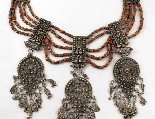 Silver and coral necklace, Yemen